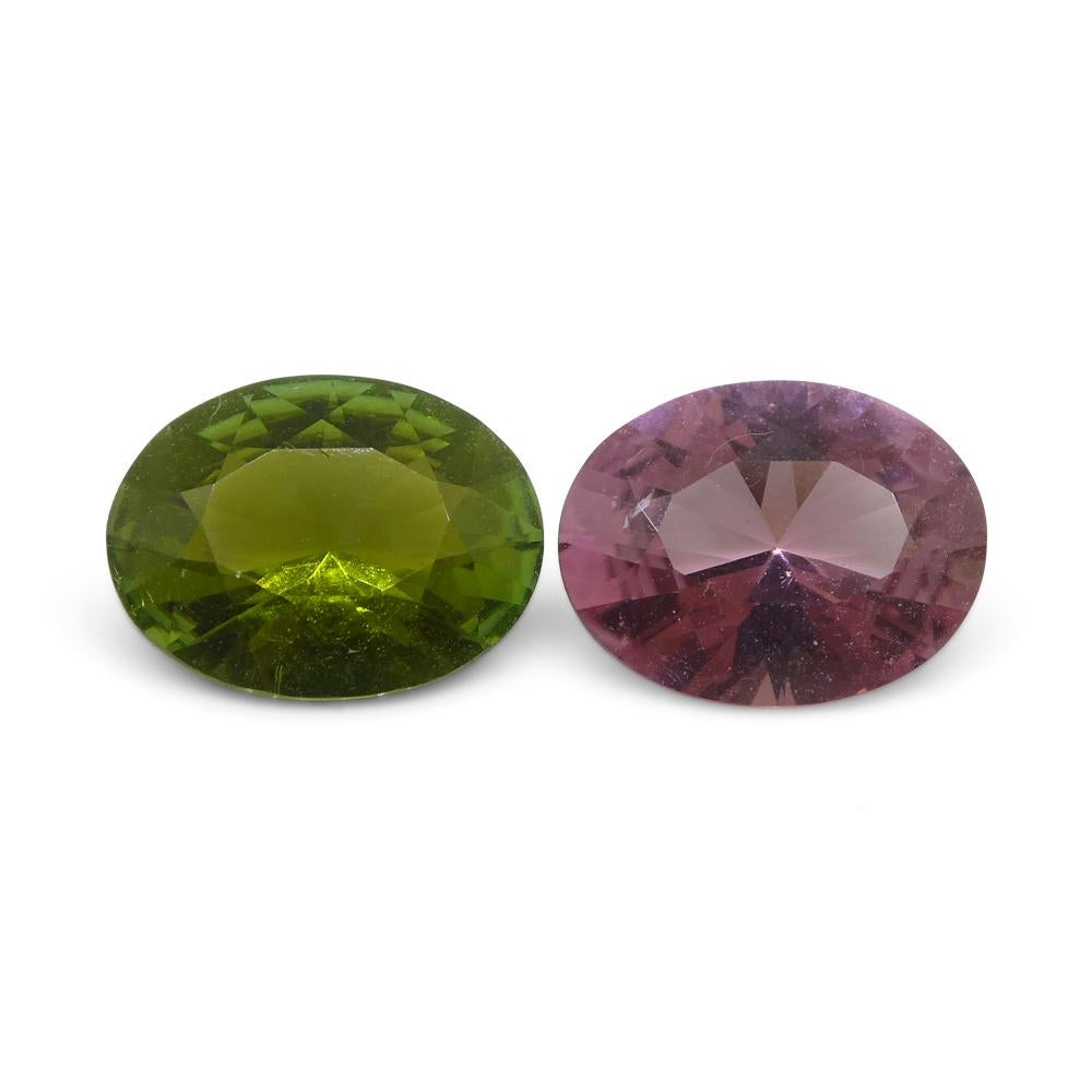 2.49ct Pair Oval Pink/Green Tourmaline from Brazil For Sale 4