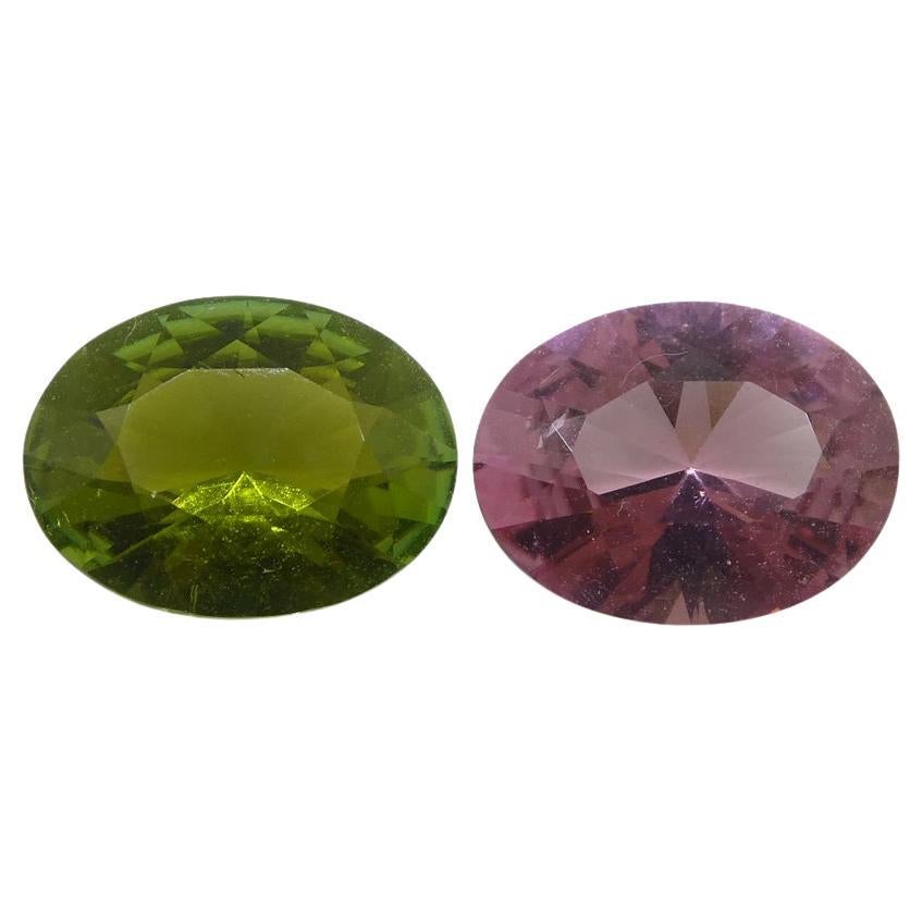 2.49ct Pair Oval Pink/Green Tourmaline from Brazil For Sale