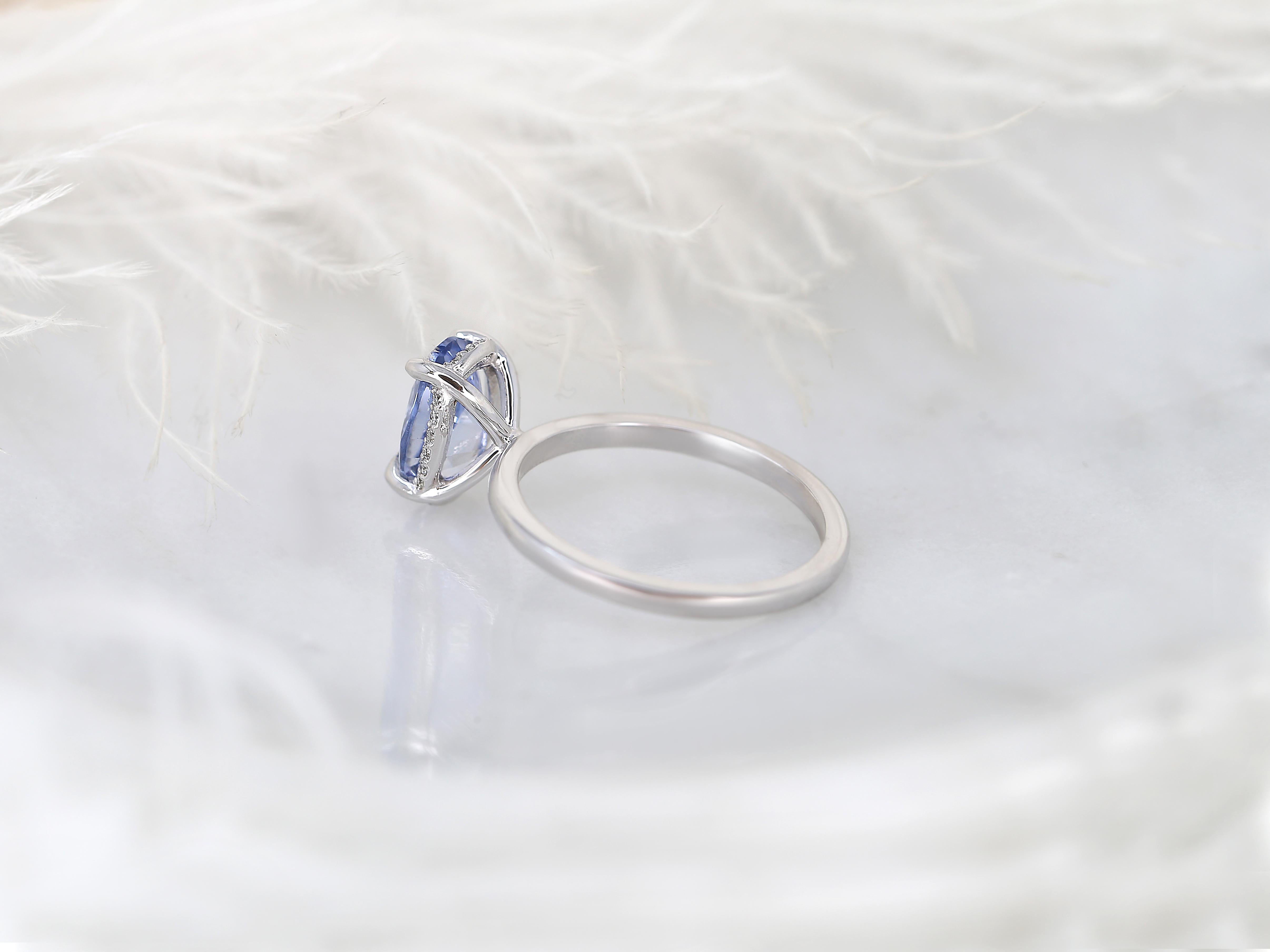 2.49ct Waverly 14kt Cornflower Sapphire Diamond Unique Hidden Halo Ring For Sale 2
