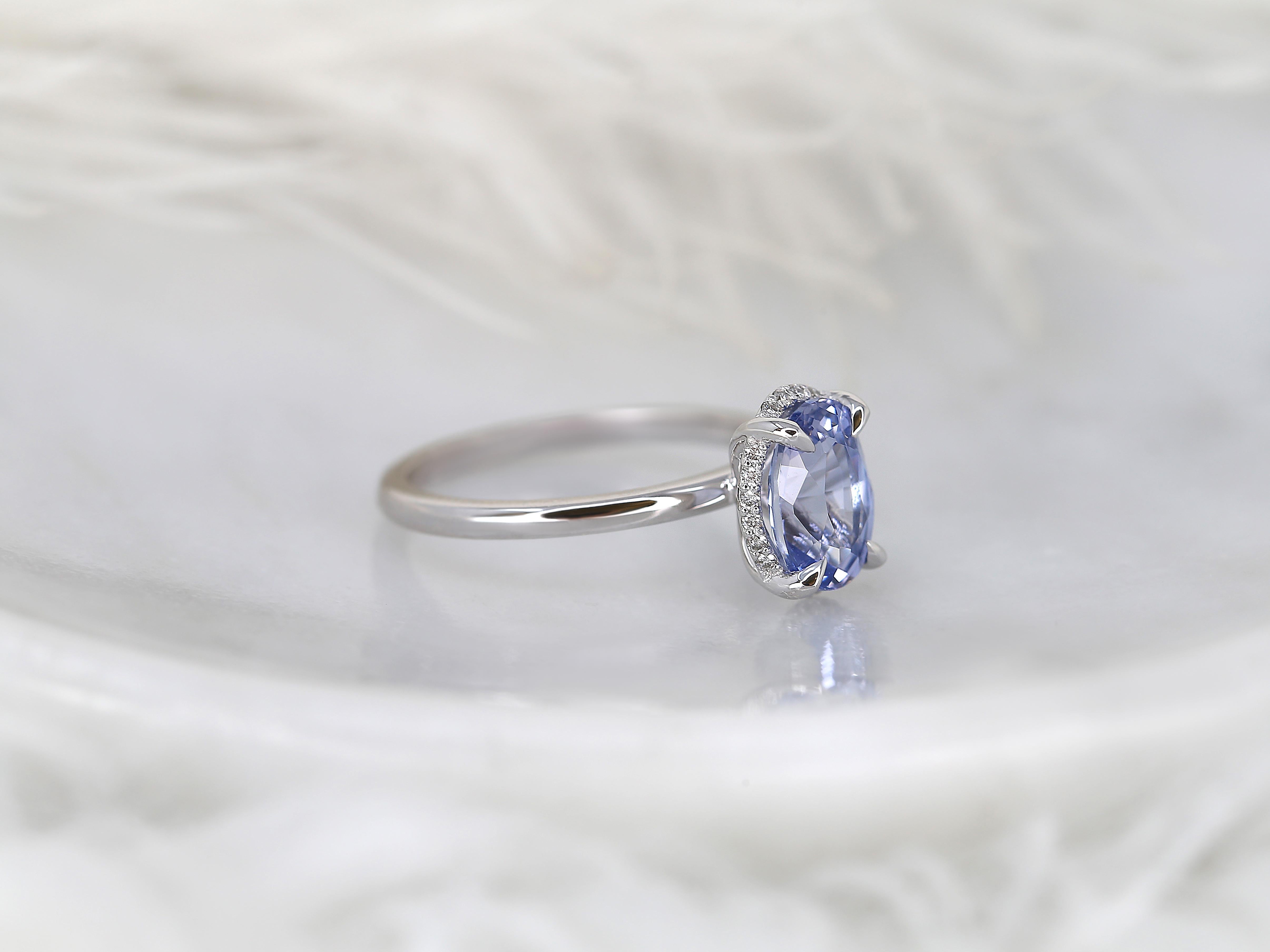 Women's 2.49ct Waverly 14kt Cornflower Sapphire Diamond Unique Hidden Halo Ring For Sale