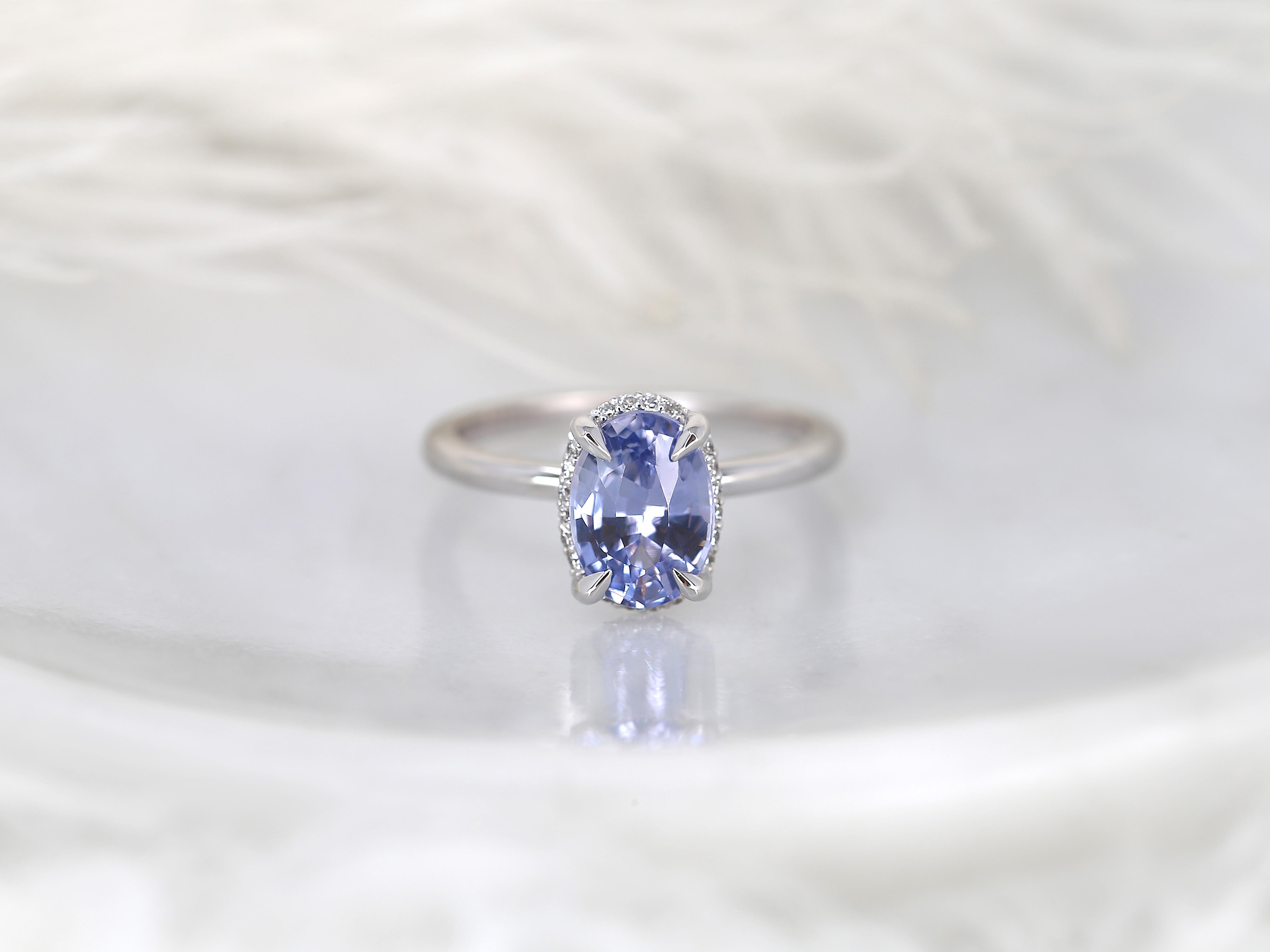 2.49ct Waverly 14kt Cornflower Sapphire Diamond Unique Hidden Halo Ring For Sale 1