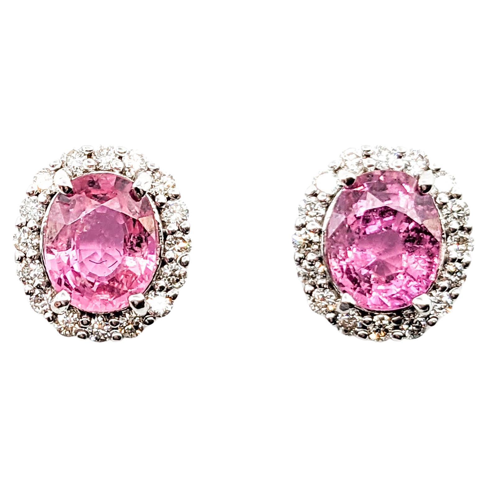 2.49ctw Pink Sapphires & Diamonds Stud Earring In White Gold