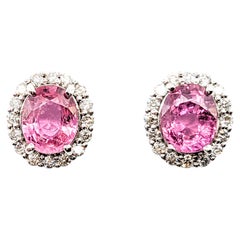 2.49ctw Pink Sapphires & Diamonds Stud Earring In White Gold