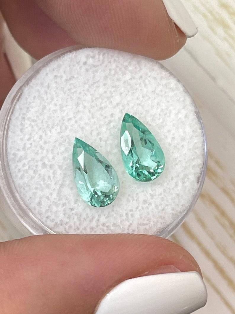 Pear Cut 2.49tcw 10x6 Matching Colombian Emeralds - Pear-Cut Genuine Loose Gems For Sale