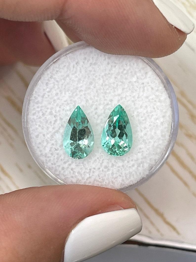 2.49tcw 10x6 Matching Colombian Emeralds - Pear-Cut Genuine Loose Gems For Sale