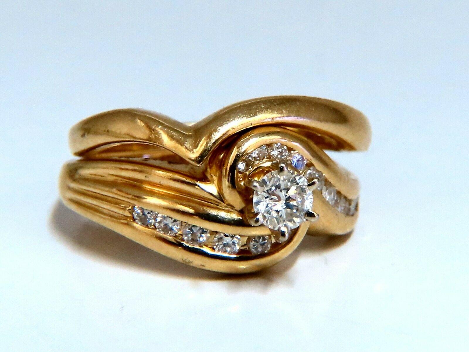 Bague solitaire et anneau en diamants de 0,24 carat, ensemble de 14 carats Neuf - En vente à New York, NY