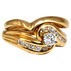 Bague solitaire et anneau en diamants de 0,24 carat, ensemble de 14 carats
