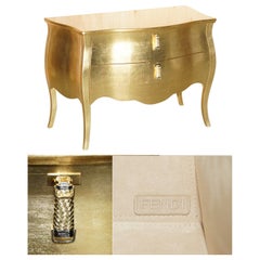 CÓMODA BOMBE EXTRA GRANDE DE Fendi Casa Canova CON HOJAS DE ORO DE 24 QUILATES