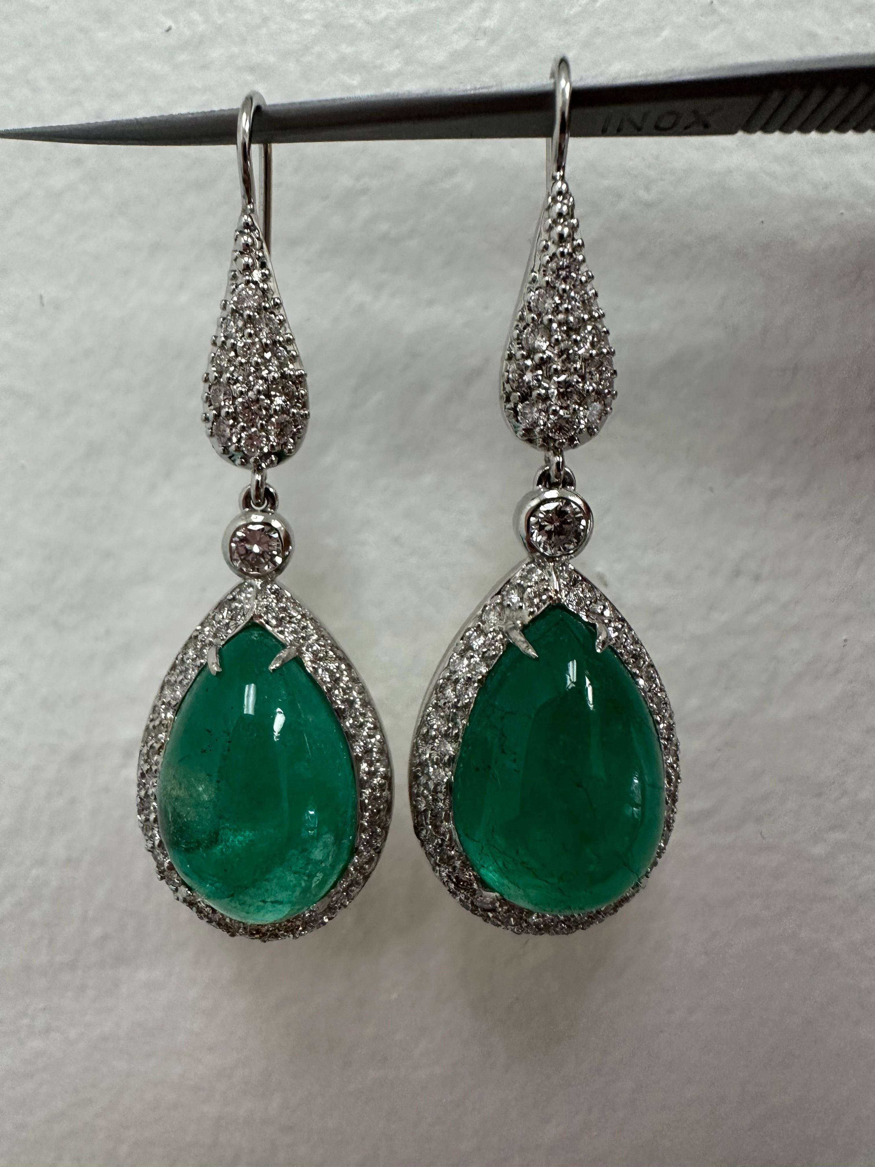 24ct Important Emerald & Diamond cocktail earrings  For Sale 5