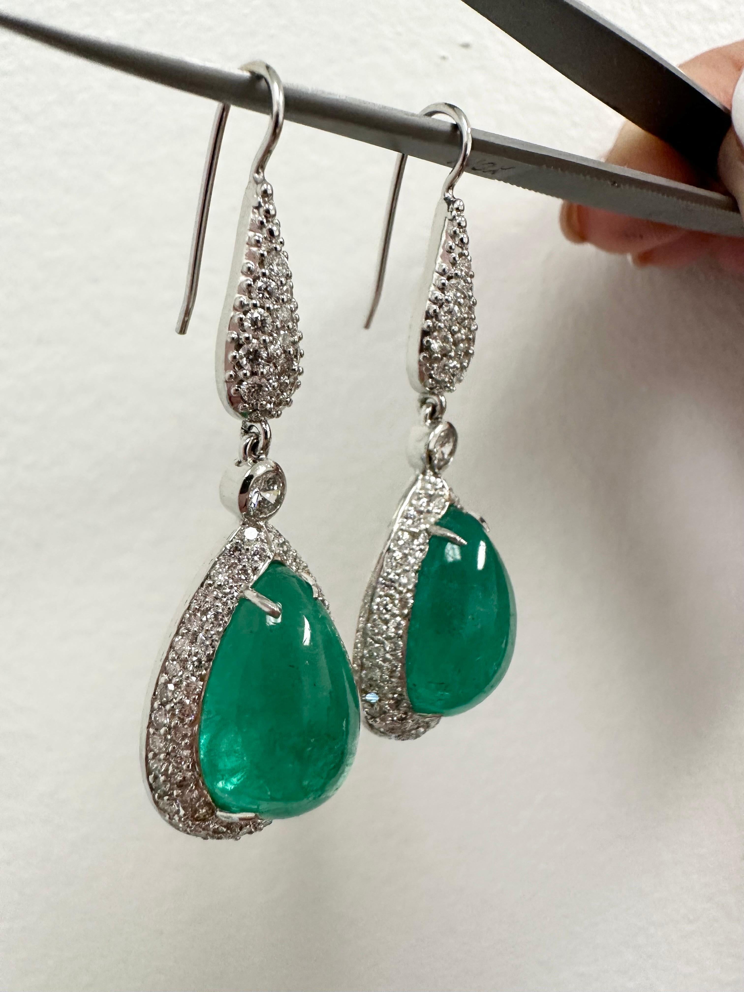 24ct Important Emerald & Diamond cocktail earrings  For Sale 6
