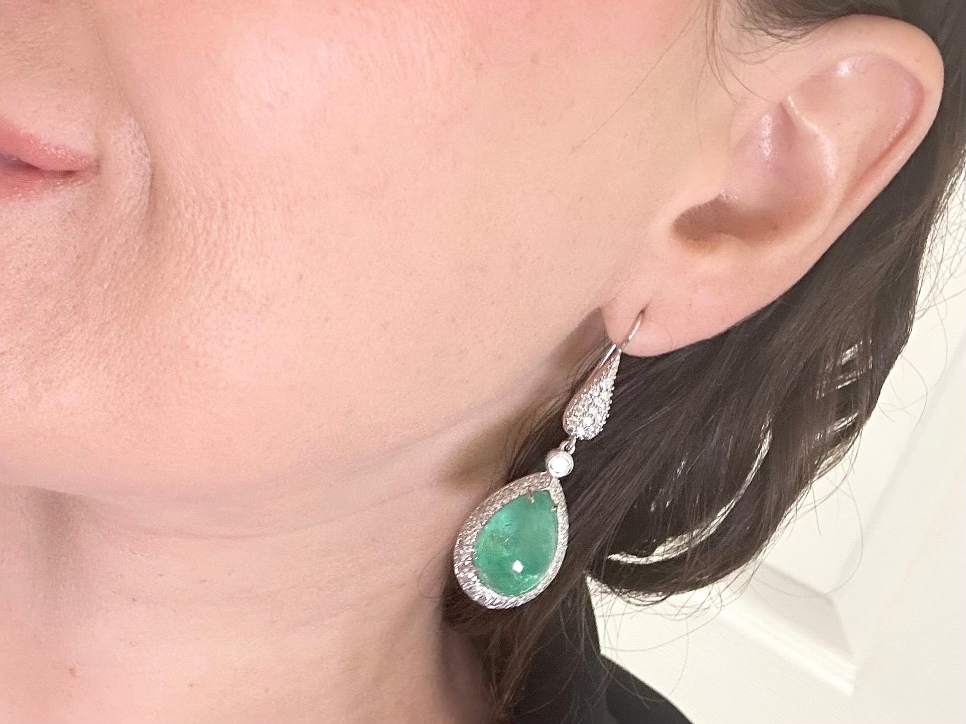 24ct Important Emerald & Diamond cocktail earrings  For Sale 1