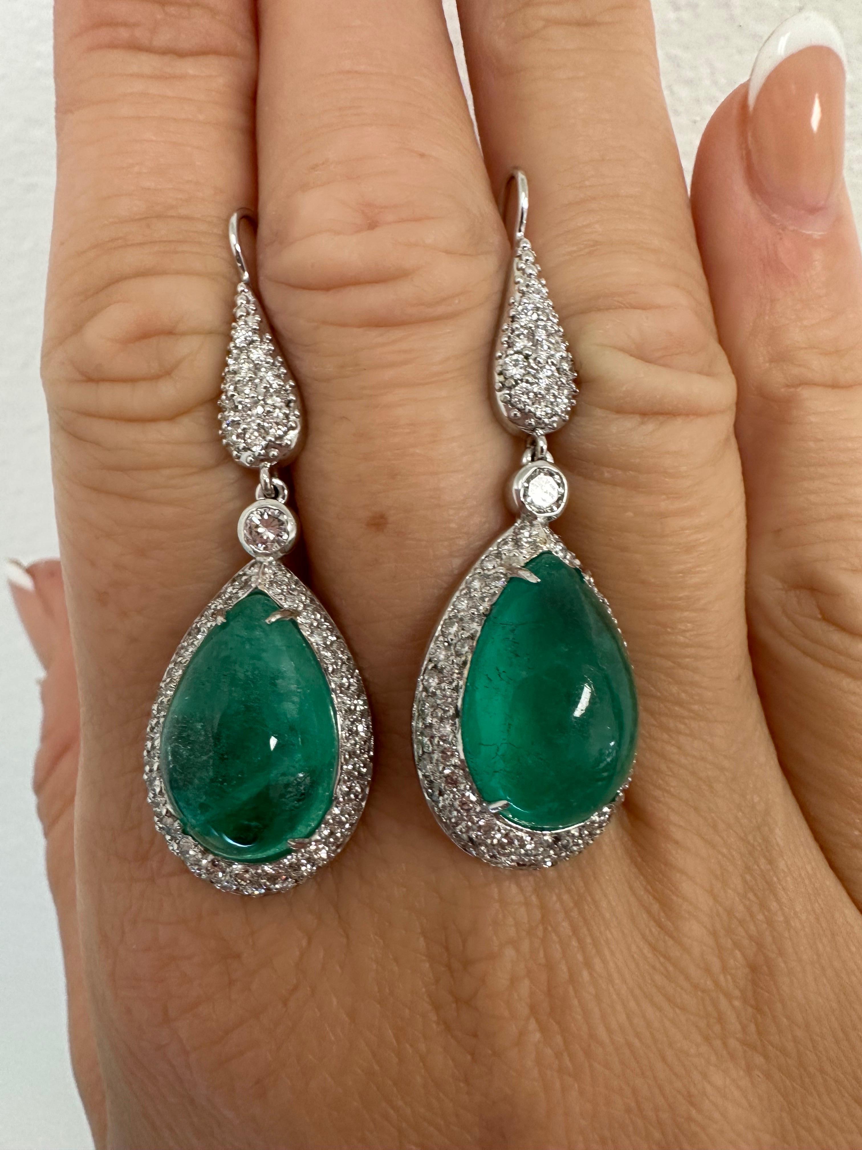 24ct Important Emerald & Diamond cocktail earrings  For Sale 4