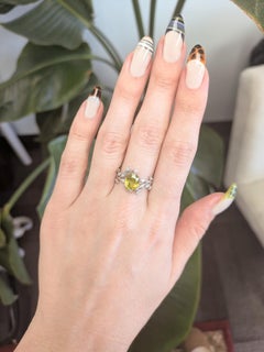 2.4ct Leafy Vine Design Sphene Ring with Natural Diamonds: Solid 14k Gold, 8x6mm