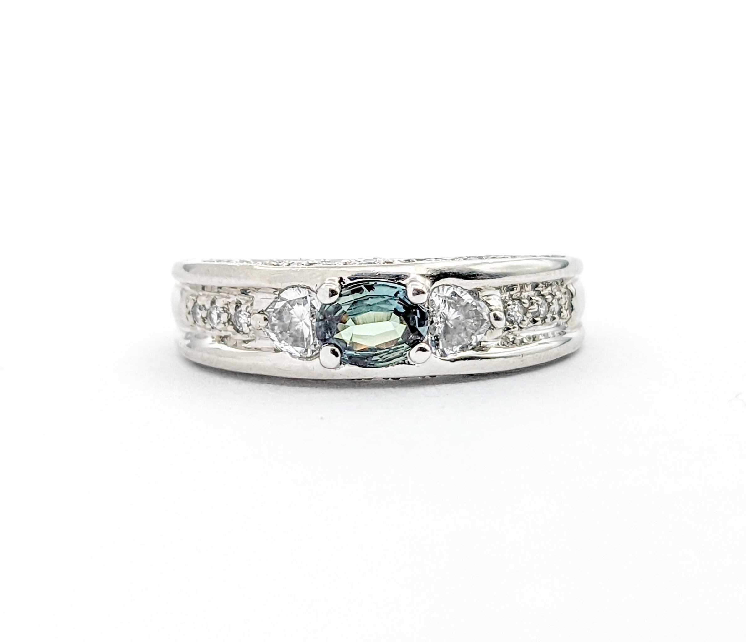 .24ct Natural Alexandrite & Diamond Ring In Platinum For Sale 4