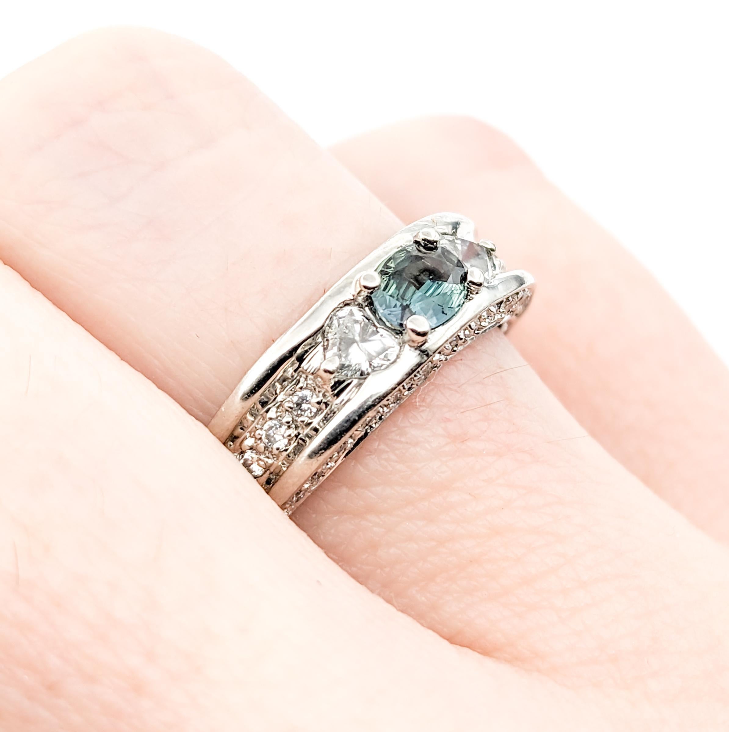 .24ct Natural Alexandrite & Diamond Ring In Platinum For Sale 5
