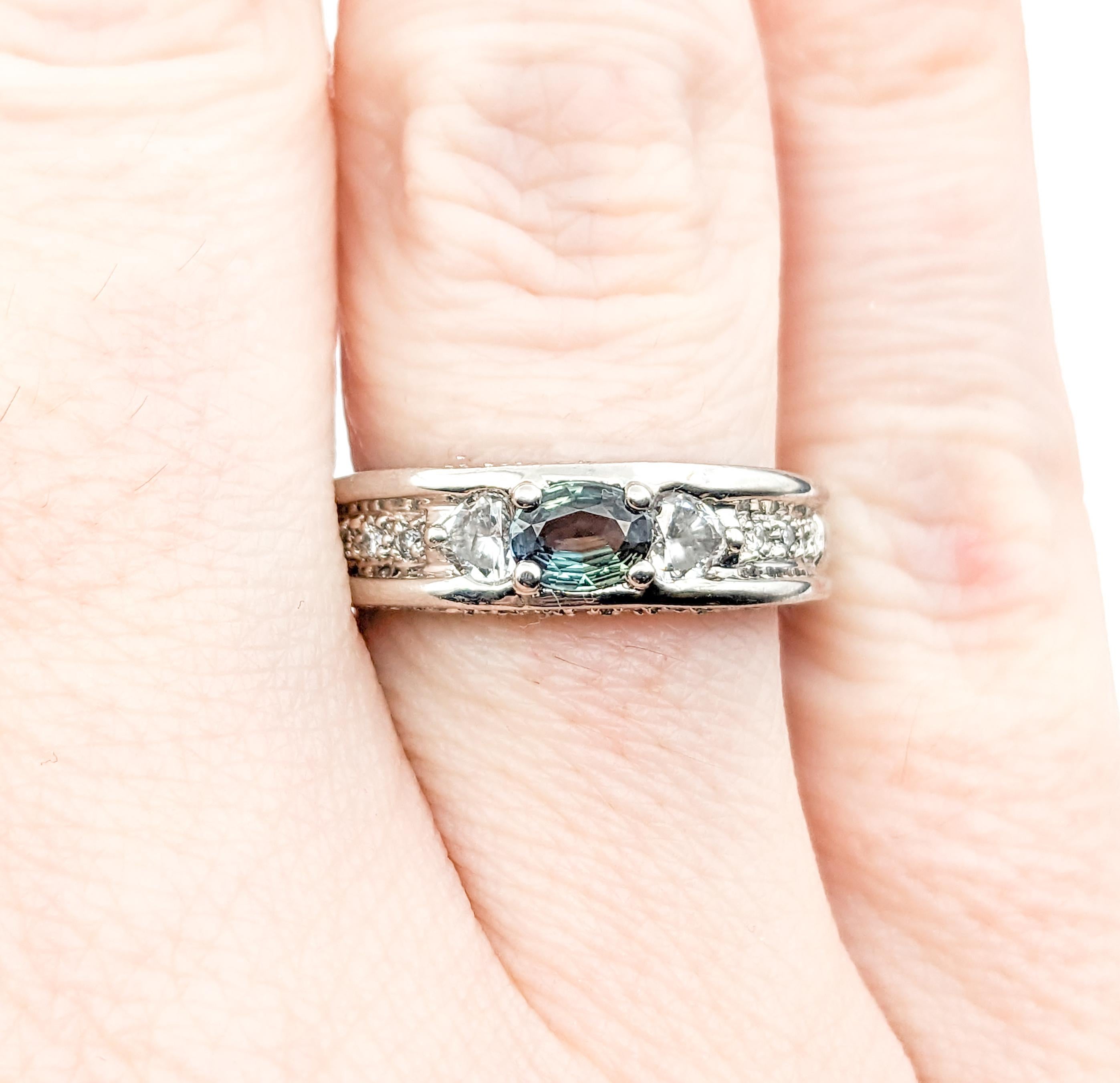 .24ct Natural Alexandrite & Diamond Ring In Platinum For Sale 6