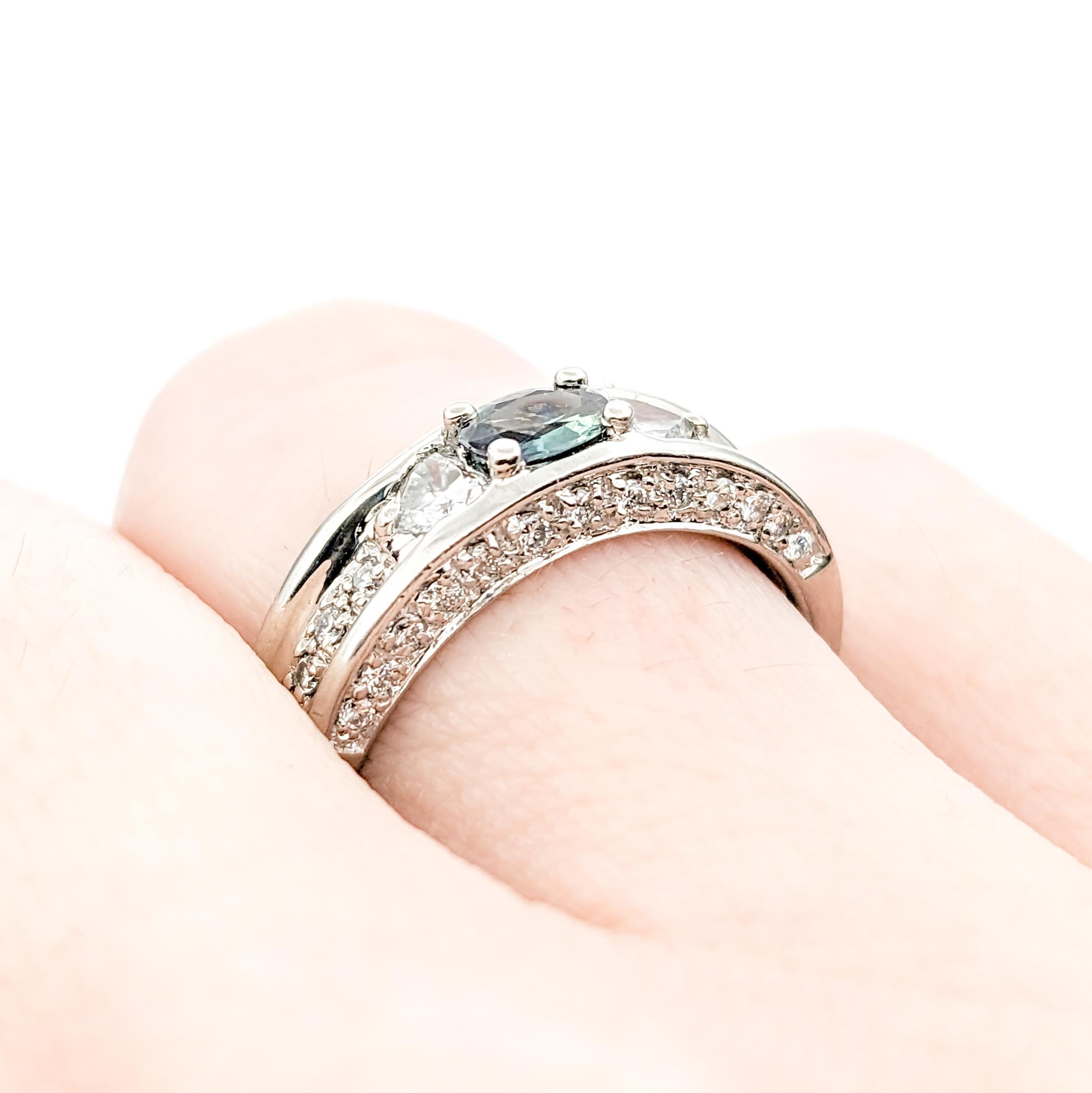 .24ct Natural Alexandrite & Diamond Ring In Platinum For Sale 7