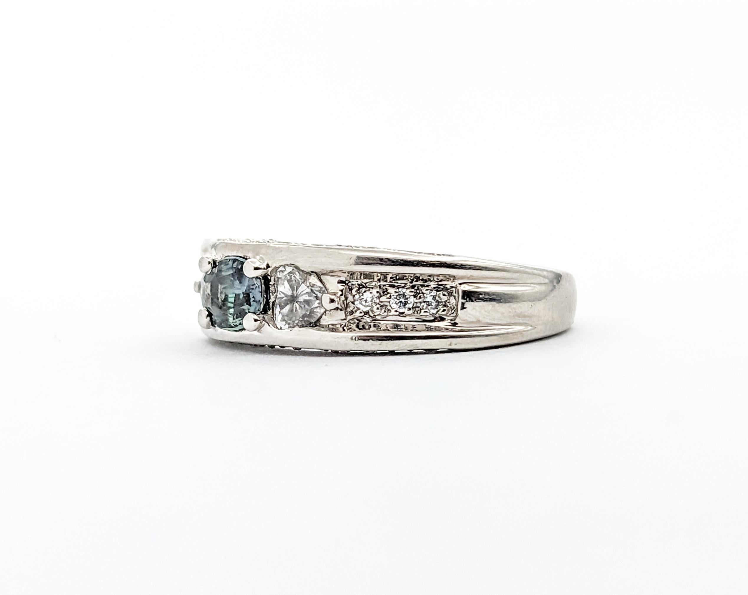 .24ct Natural Alexandrite & Diamond Ring In Platinum For Sale 2