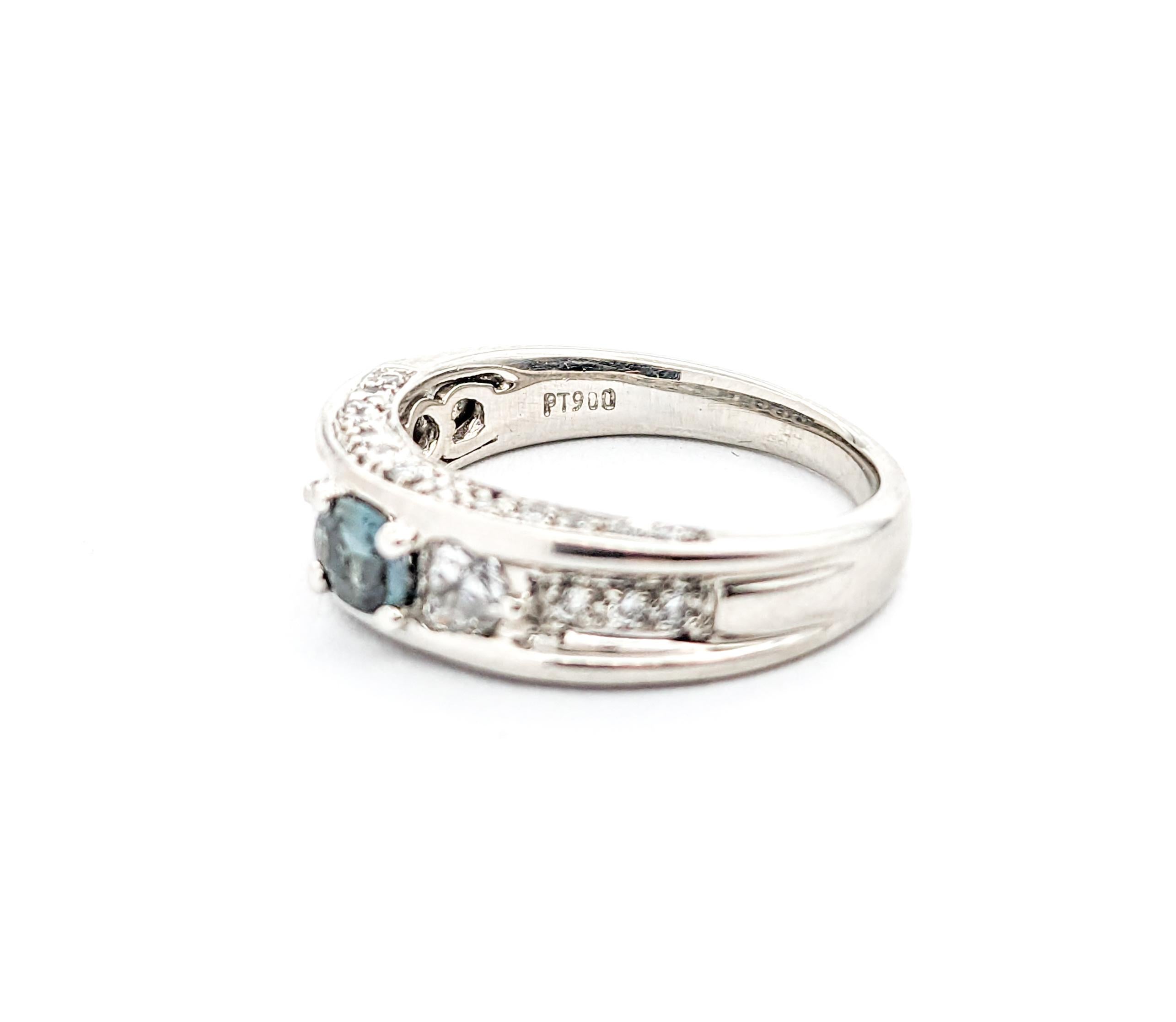 .24ct Natural Alexandrite & Diamond Ring In Platinum For Sale 3