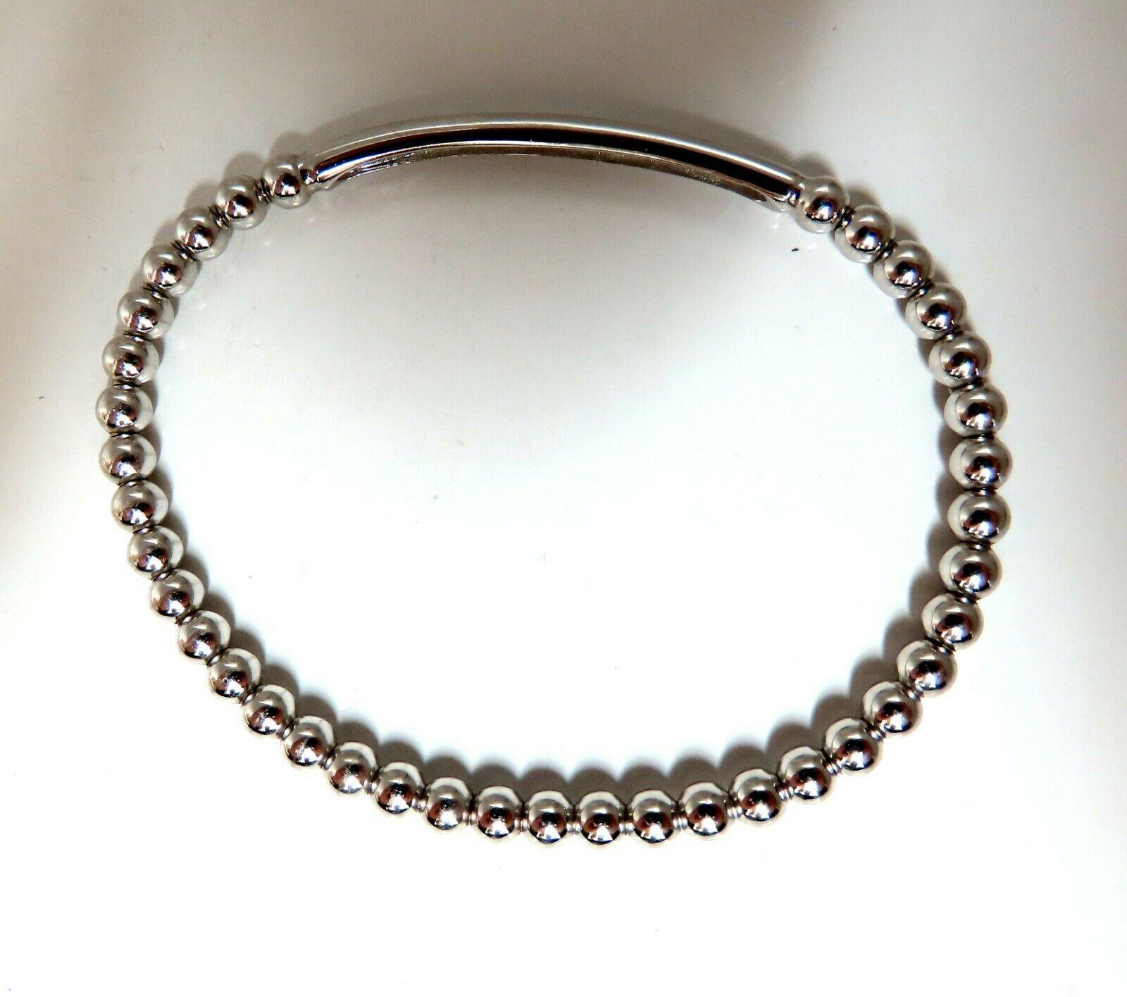 .24 Carat Natural Round Accordion Expandable Bead Link Slip on Bracelet 14 Karat For Sale 1
