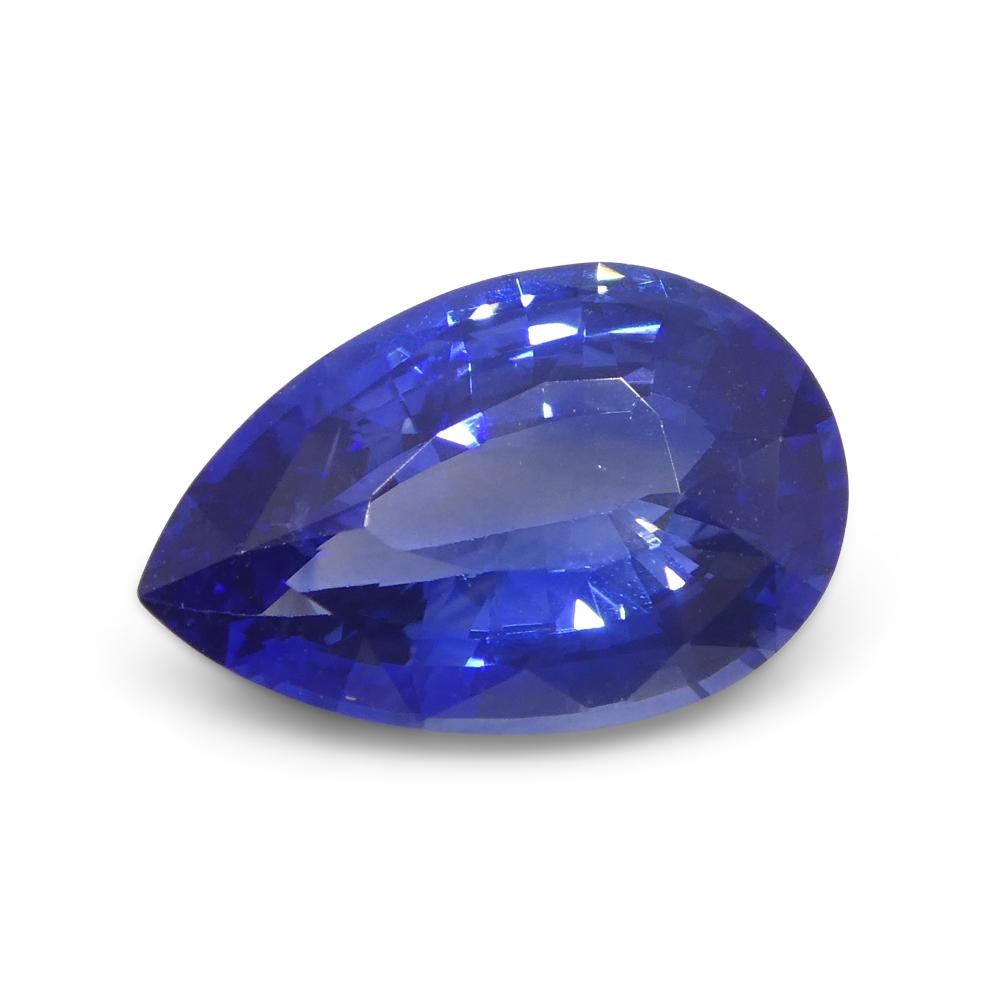 Women's or Men's 2.4ct Pear Blue Sapphire GIA Certified Sri Lanka For Sale
