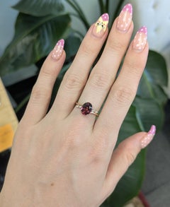 2.4Ct Pink Tourmaline Ring with Natural Diamonds Accents: Solid 14K Gold, 9x7mm