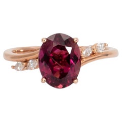 2.4Ct Pink Tourmaline Ring with Natural Diamonds Accents: Solid 14K Gold, 9x7mm