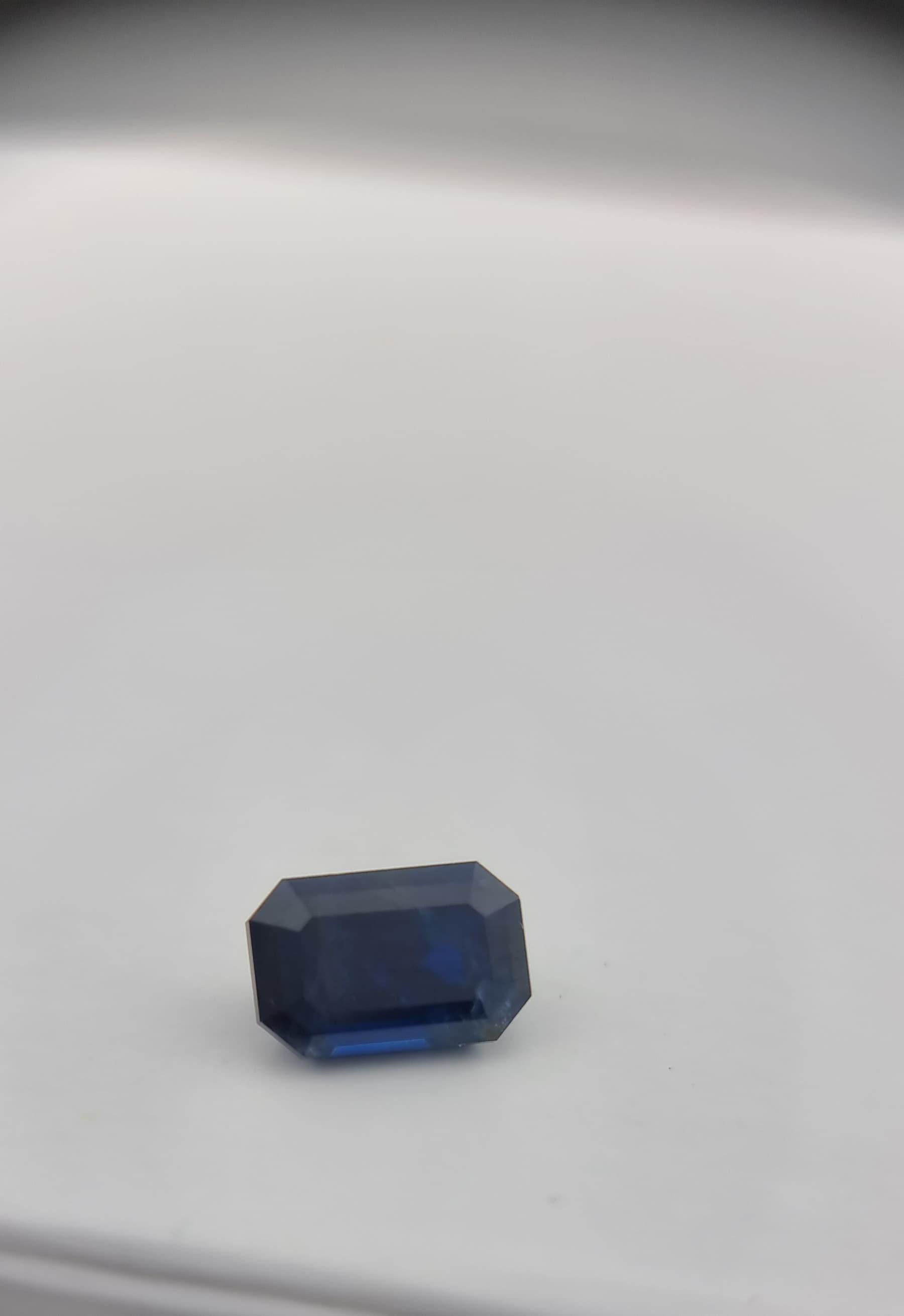 2.4ct Rectangular Cut Natural Dark Blue Sapphire Gemstone For Sale 1