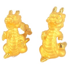 Antique 24ct Yellow Gold Dragon Statues