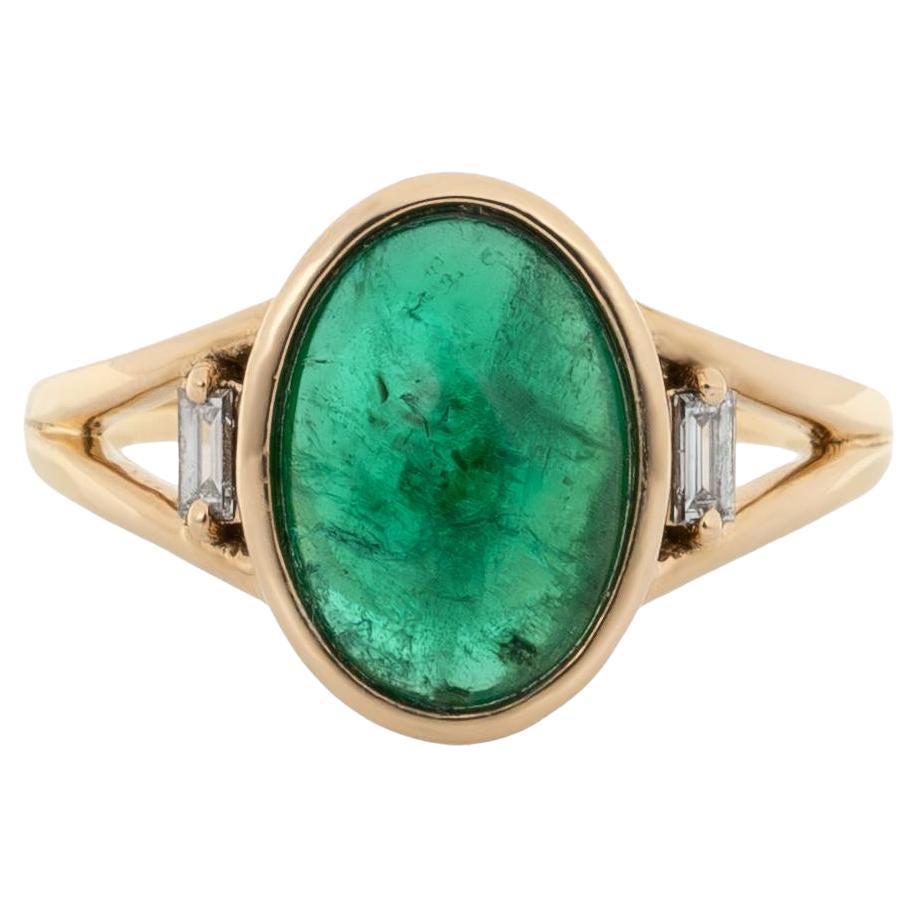 2.4Ct Zambian Emerald Ring with Natural Diamond Accents: Solid 14K Gold, 11x8mm