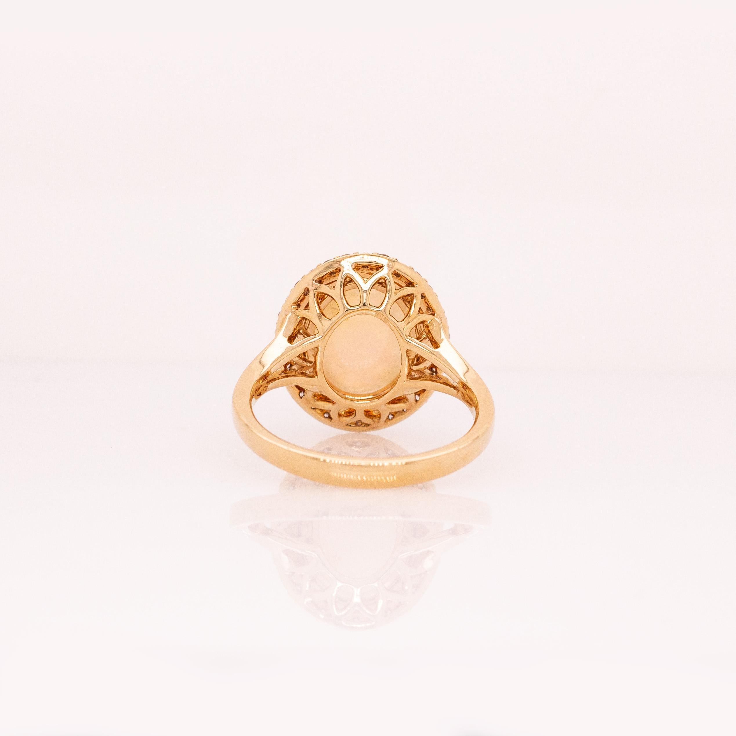 2,4cts äthiopischen Opal Ring mit natürlichen Diamanten Akzente: Massiv 14K Gold, 11x9mm Damen im Angebot