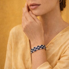 24cttw. Blue Sapphire & 2cttw. White Diamond Bracelet in 14k White Gold