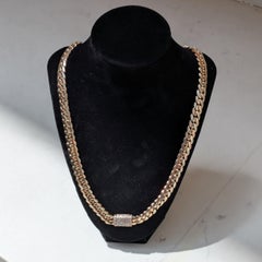 24in. 14k Cuban Link Gold Chain Necklace with 0.99ctw of Round White Diamonds