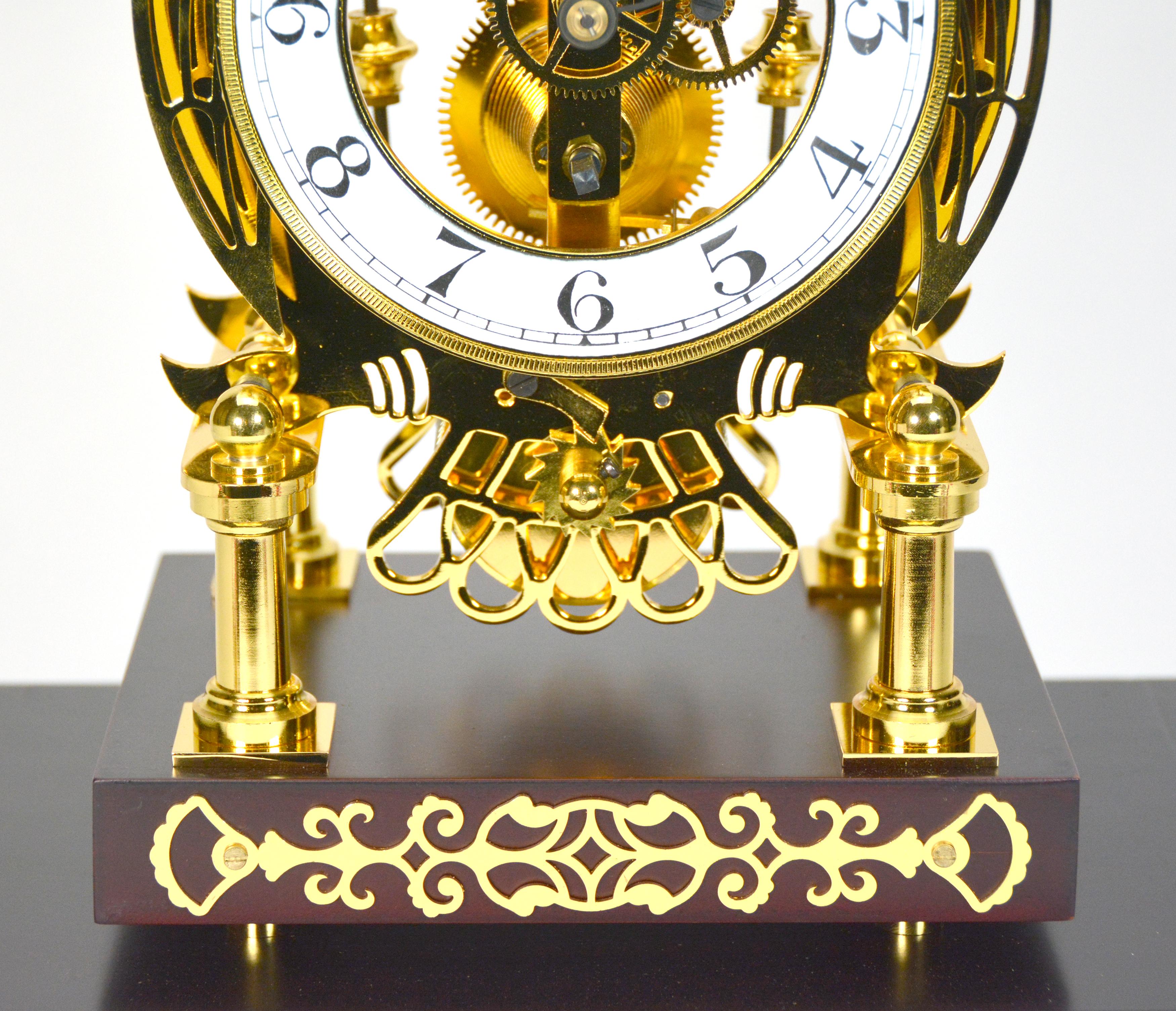 24K Animated Owl Blinking Eye & Flapping Wing Brass Skeleton Clock 8