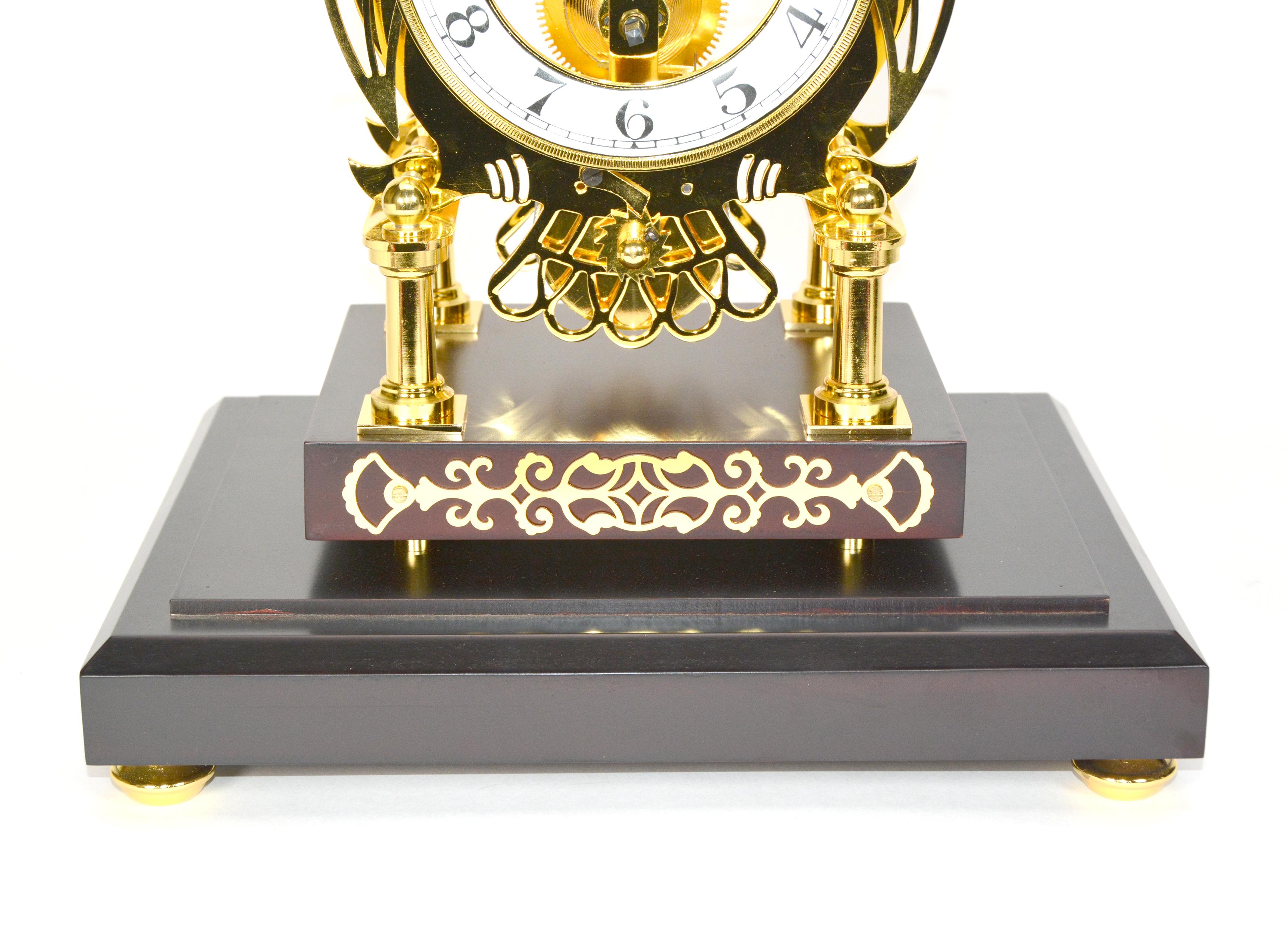 24K Animated Owl Blinking Eye & Flapping Wing Brass Skeleton Clock 10