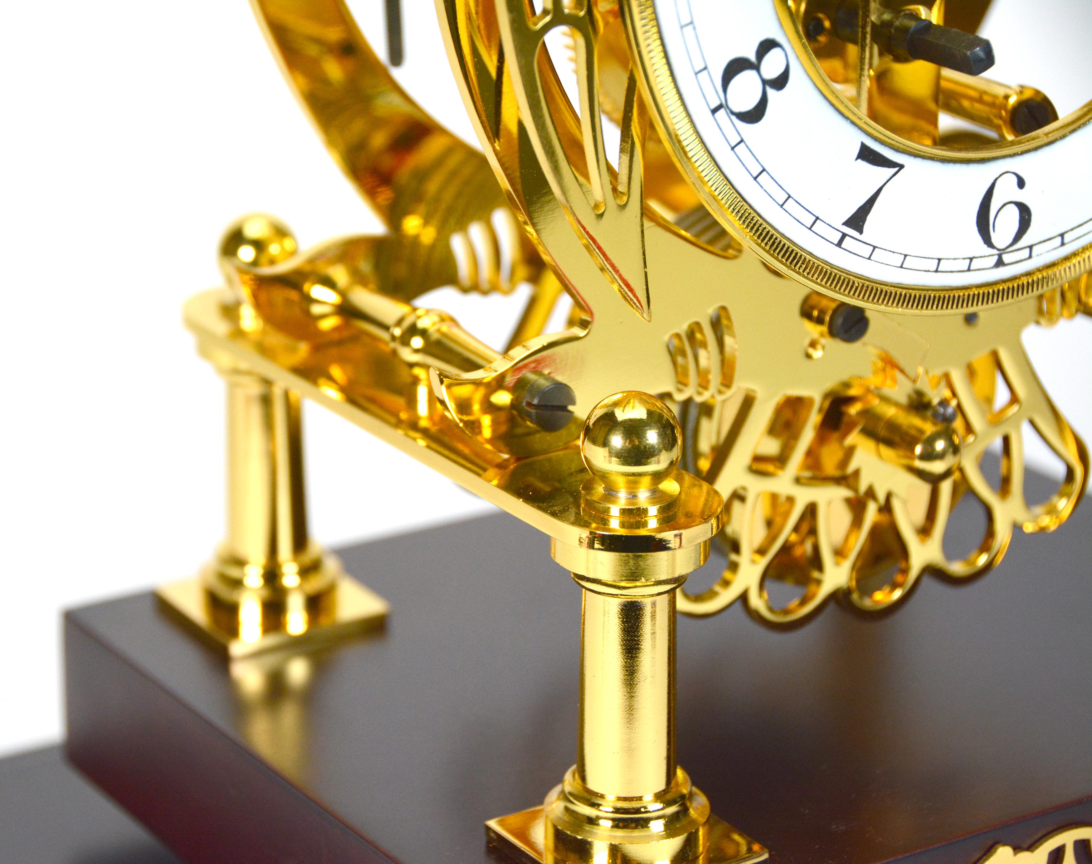 24K Animated Owl Blinking Eye & Flapping Wing Brass Skeleton Clock 11