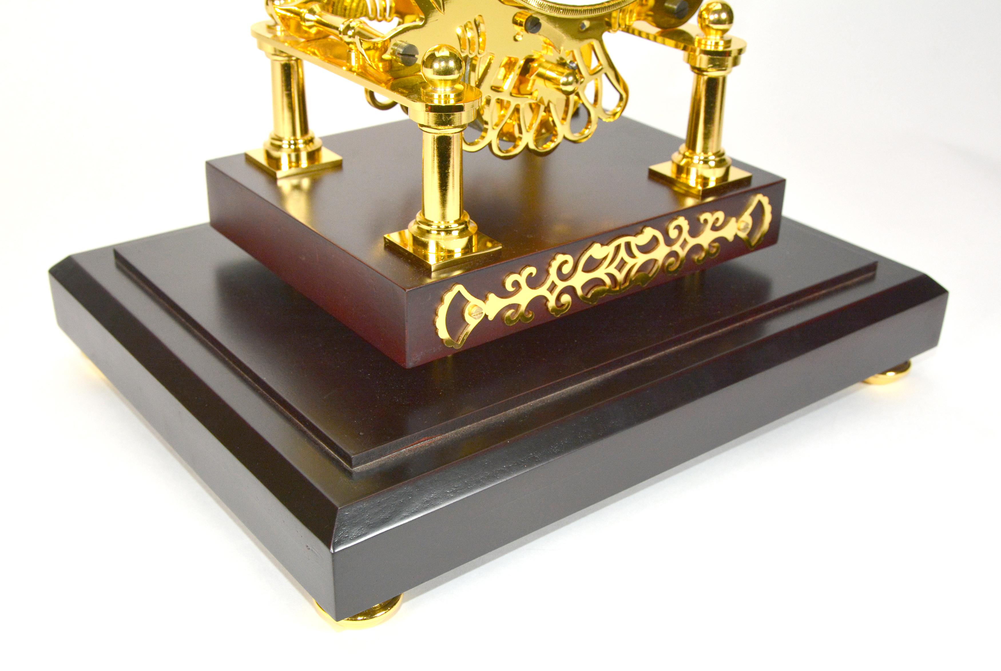 24K Animated Owl Blinking Eye & Flapping Wing Brass Skeleton Clock 12