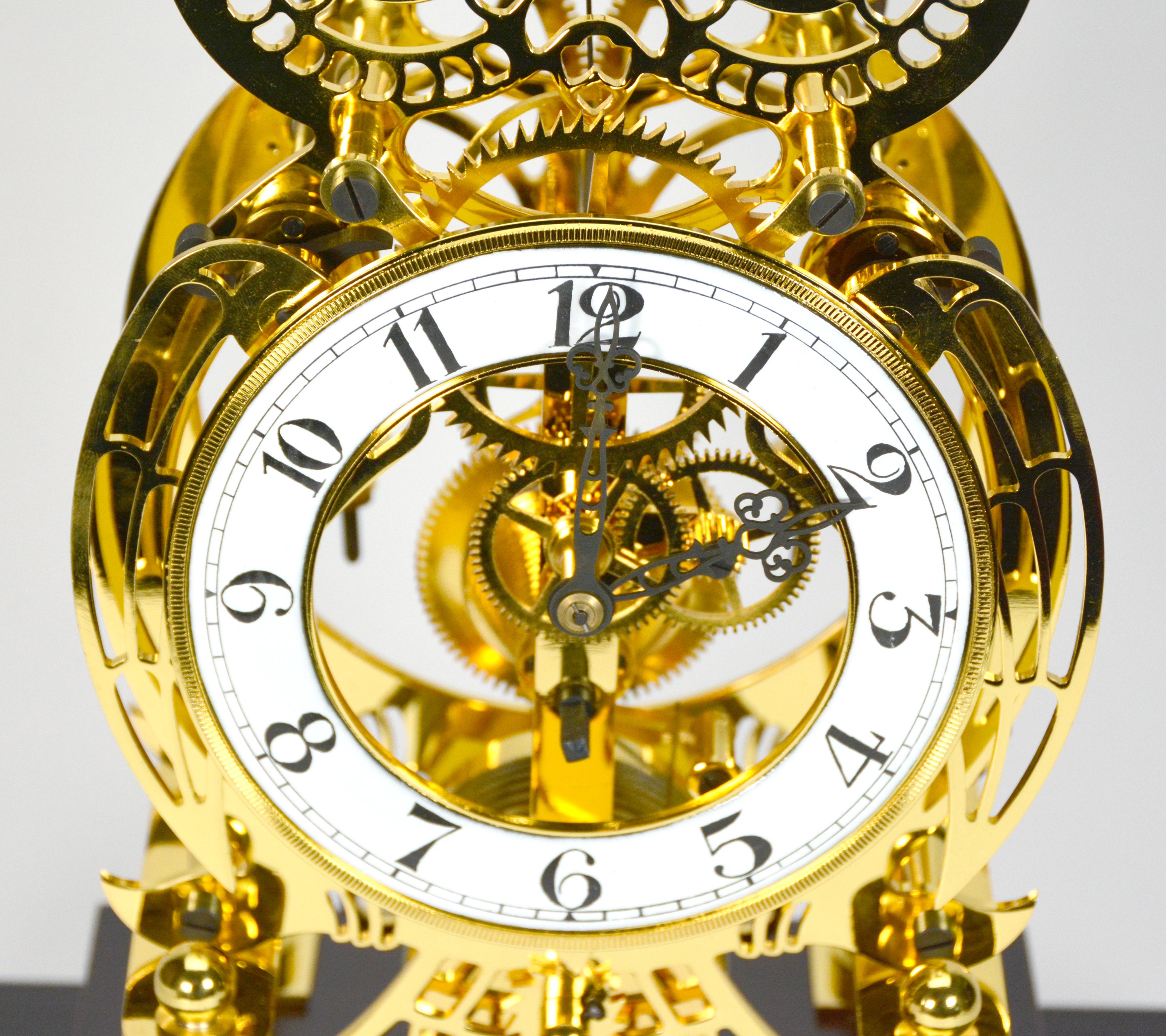 24K Animated Owl Blinking Eye & Flapping Wing Brass Skeleton Clock 4