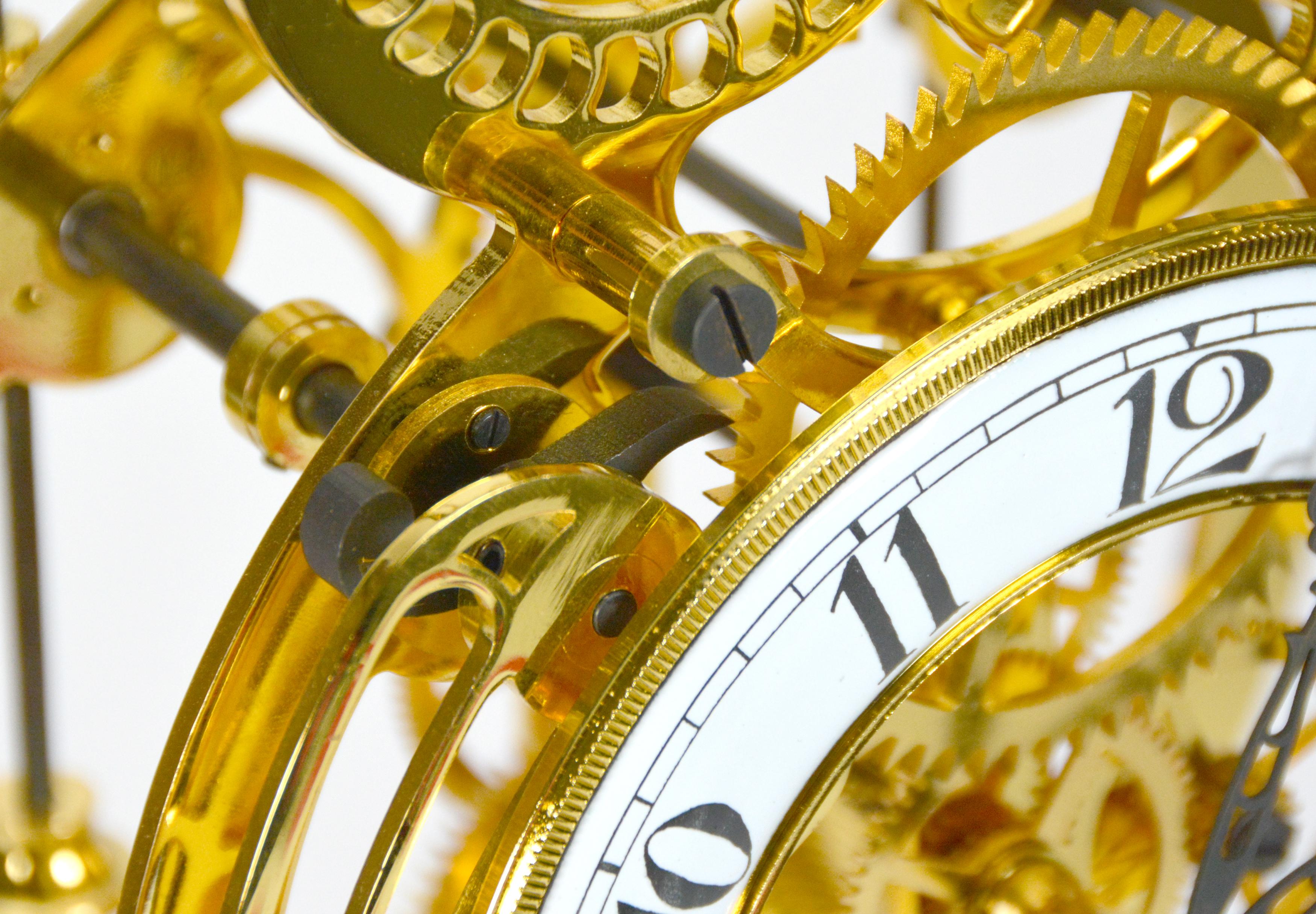 24K Animated Owl Blinking Eye & Flapping Wing Brass Skeleton Clock 5