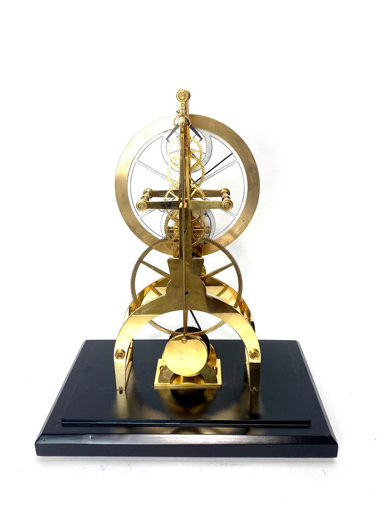 24K Astro Porcelain Moon Dial 8 Day Fusee Chain Skeleton Clock For Sale