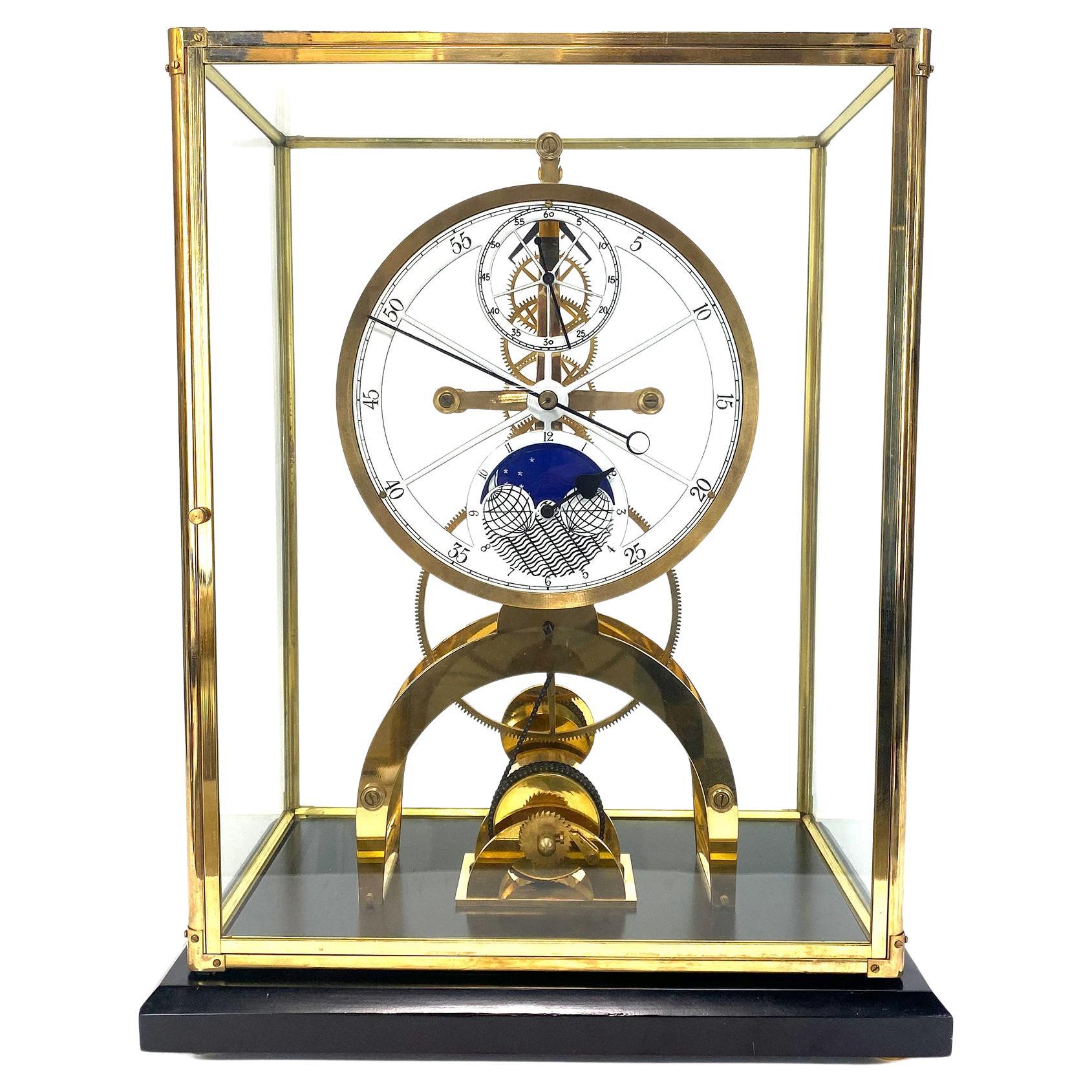 Astro Porcelaine 24K Cadran lunaire 8 jours Fusee Chaîne Horloge Squelette en vente