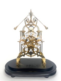 24K English Style Double Compound Rocking Pendulum 8 Day Brass Skeleton Clock