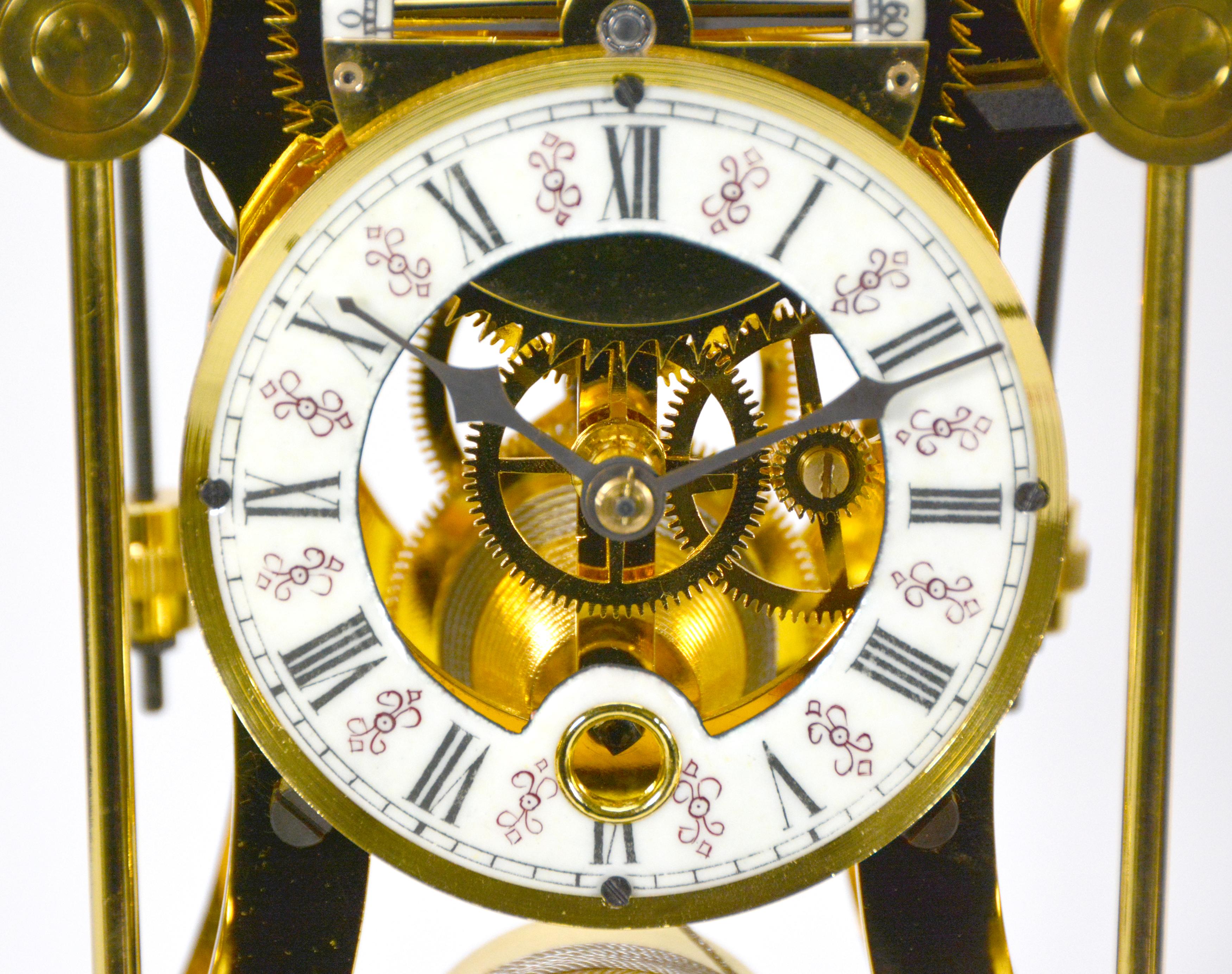 24K English Style Grasshopper Fusee Double Pendulum Moon Dial Skeleton Sea Clock For Sale 5