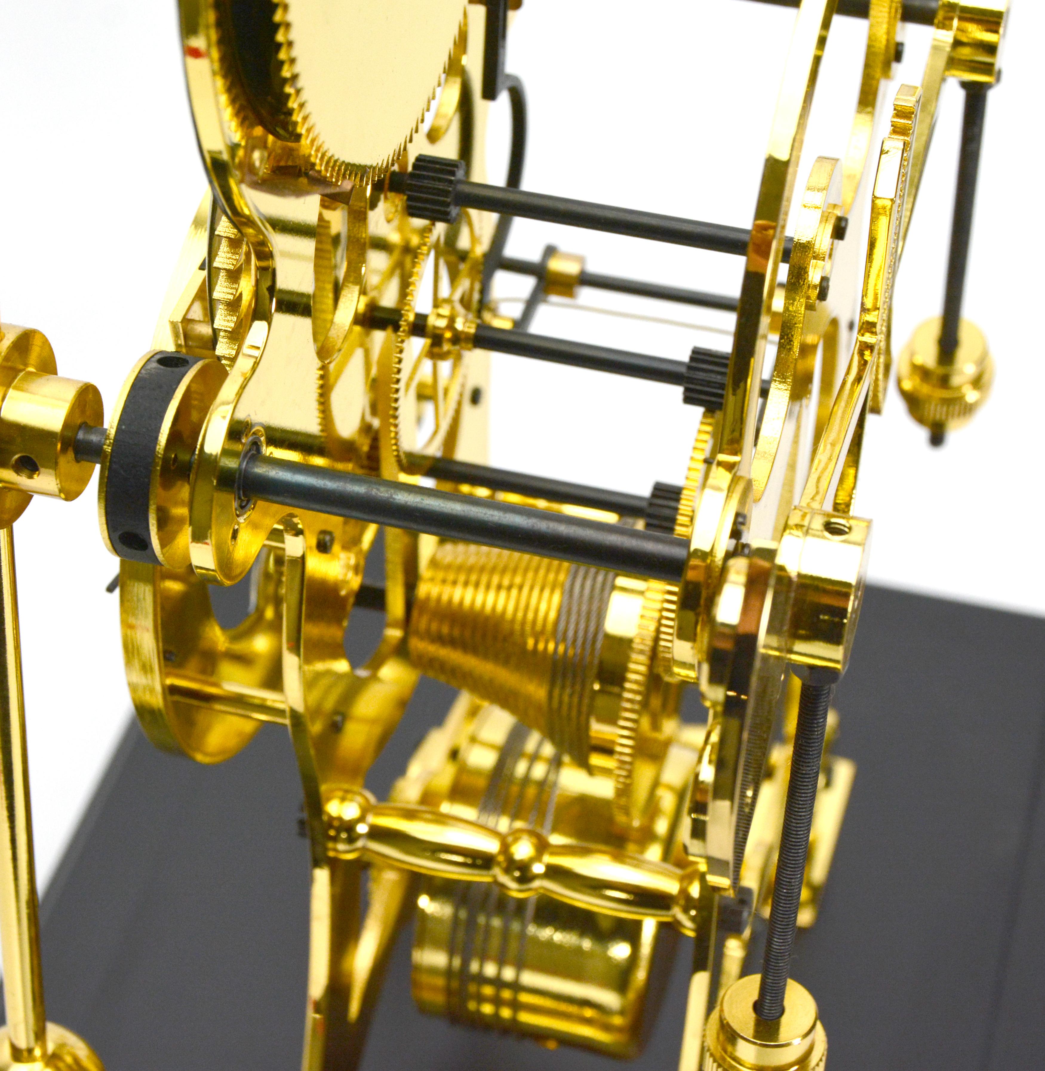 24K English Style Grasshopper Fusee Double Pendulum Moon Dial Skeleton Sea Clock For Sale 8