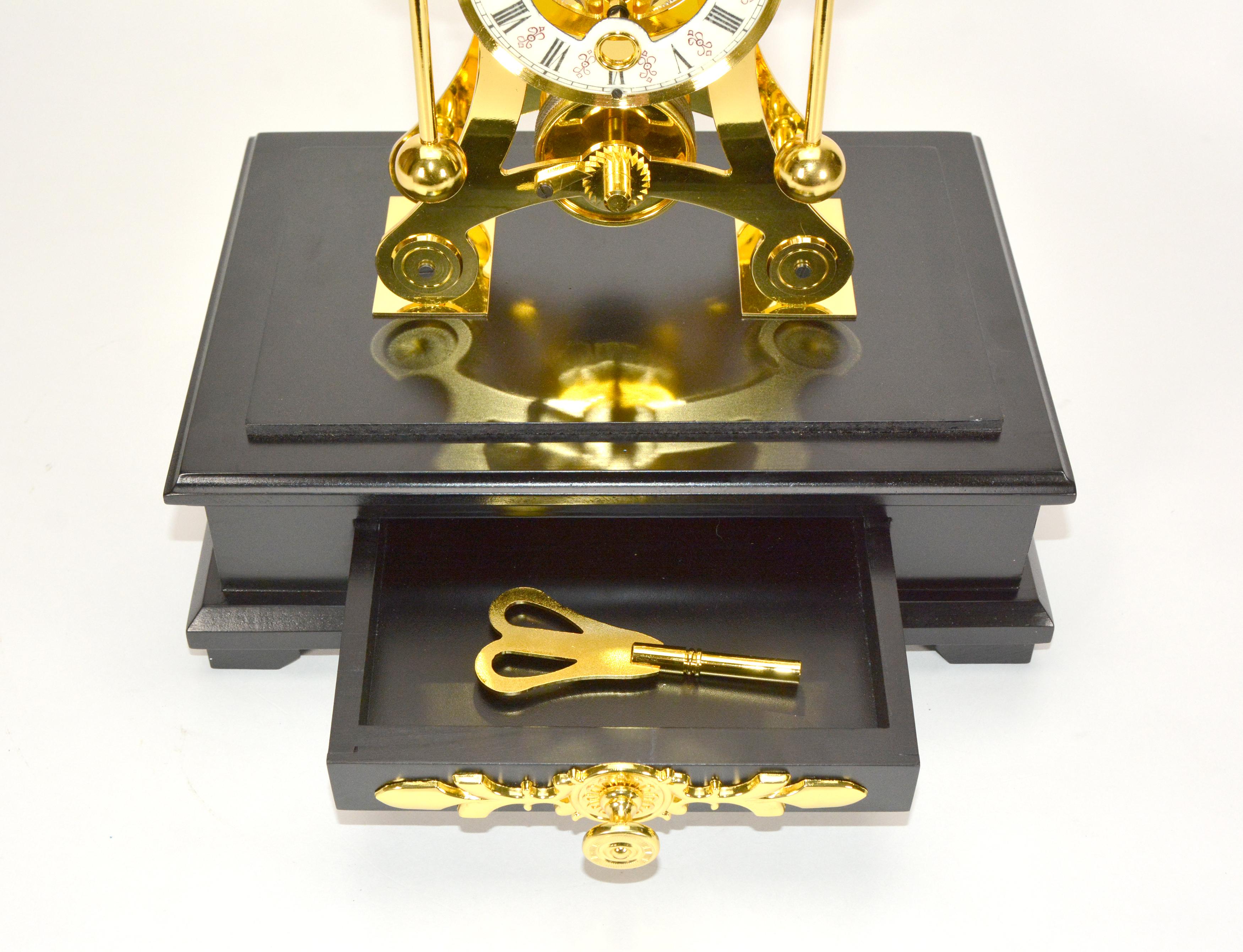 24K English Style Grasshopper Fusee Double Pendulum Moon Dial Skeleton Sea Clock For Sale 11