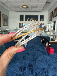 24k Fusion Yellow Gold and Sterling Silver "Stockholm Crosswire" Open Cuff Brace