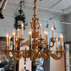 24-Karat Gilded Bronze 18 Light Louis XIV Chandelier