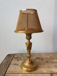 24-Karat Gilded Bronze "Georges Photophore" Candlestick Lamp