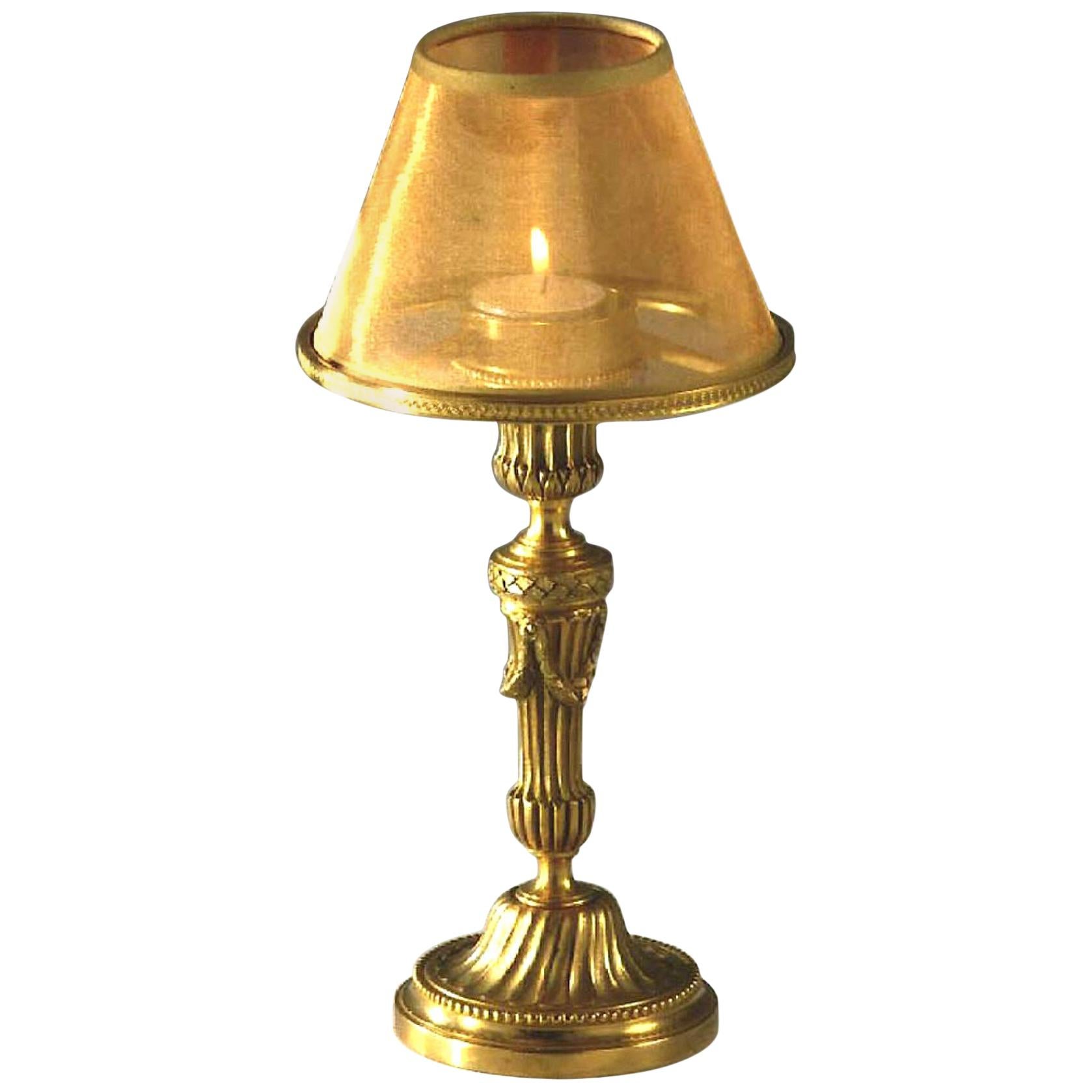 24-Karat Gilded Bronze "Georges Photophore" Candlestick Lamp For Sale