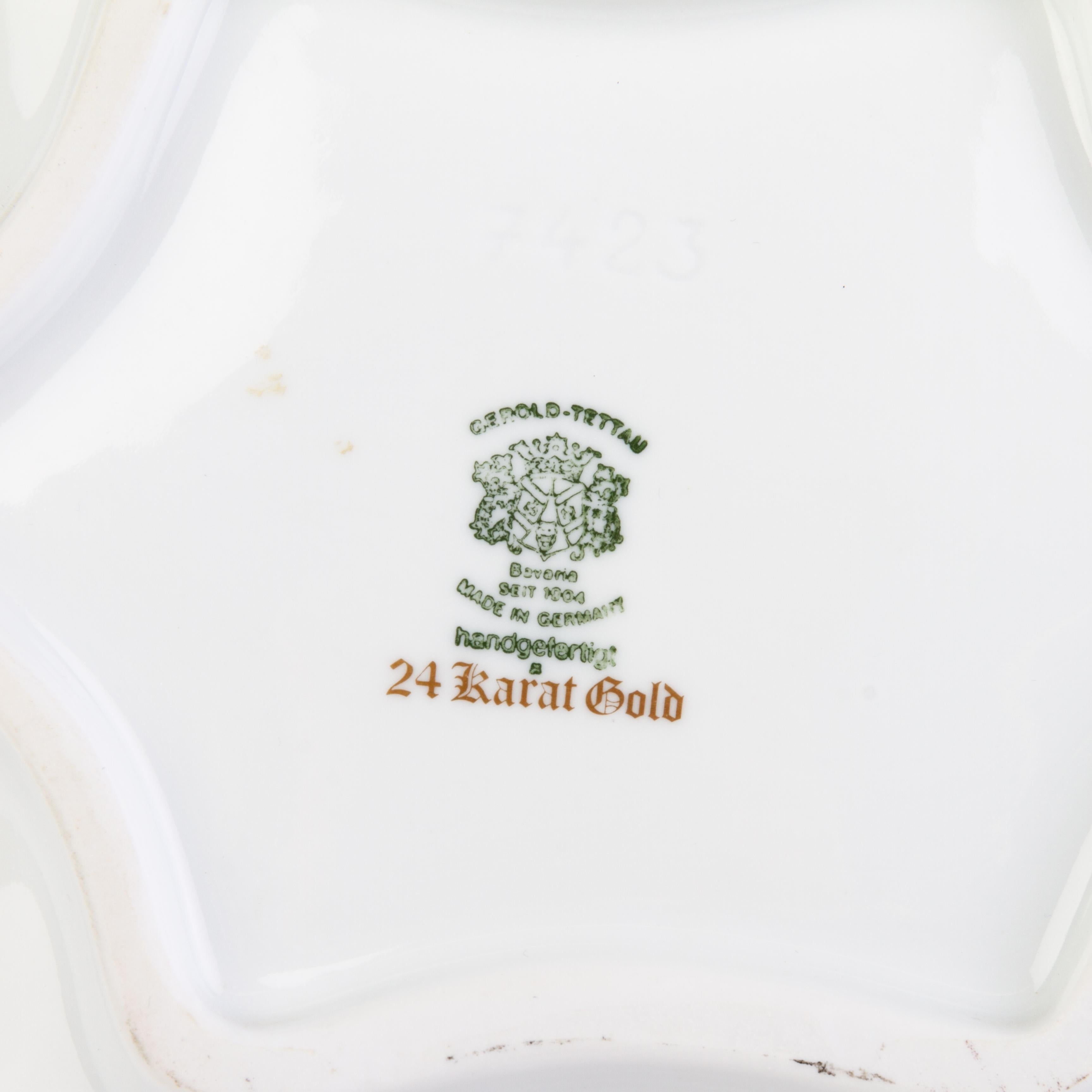 24K Gilt Gold Fine Porcelain German Bavarian Hand Painted Floral Dish Plate 1